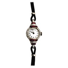 Tiffany & Co. Art Deco Ruby Diamond and Platinum Cocktail Watch With Double Cord