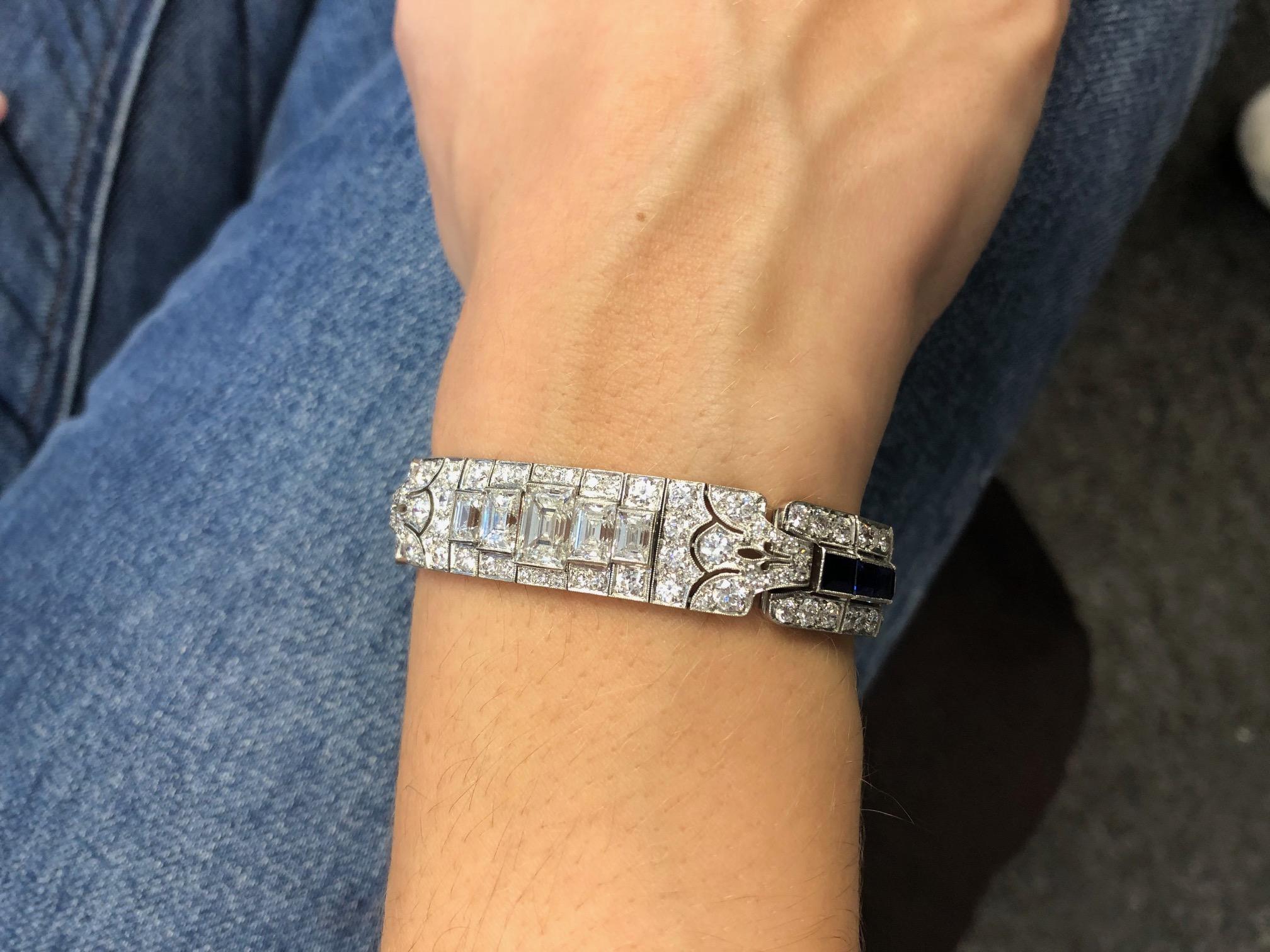 Tiffany & Co Art Deco Sapphire and Diamond Bracelet For Sale 5