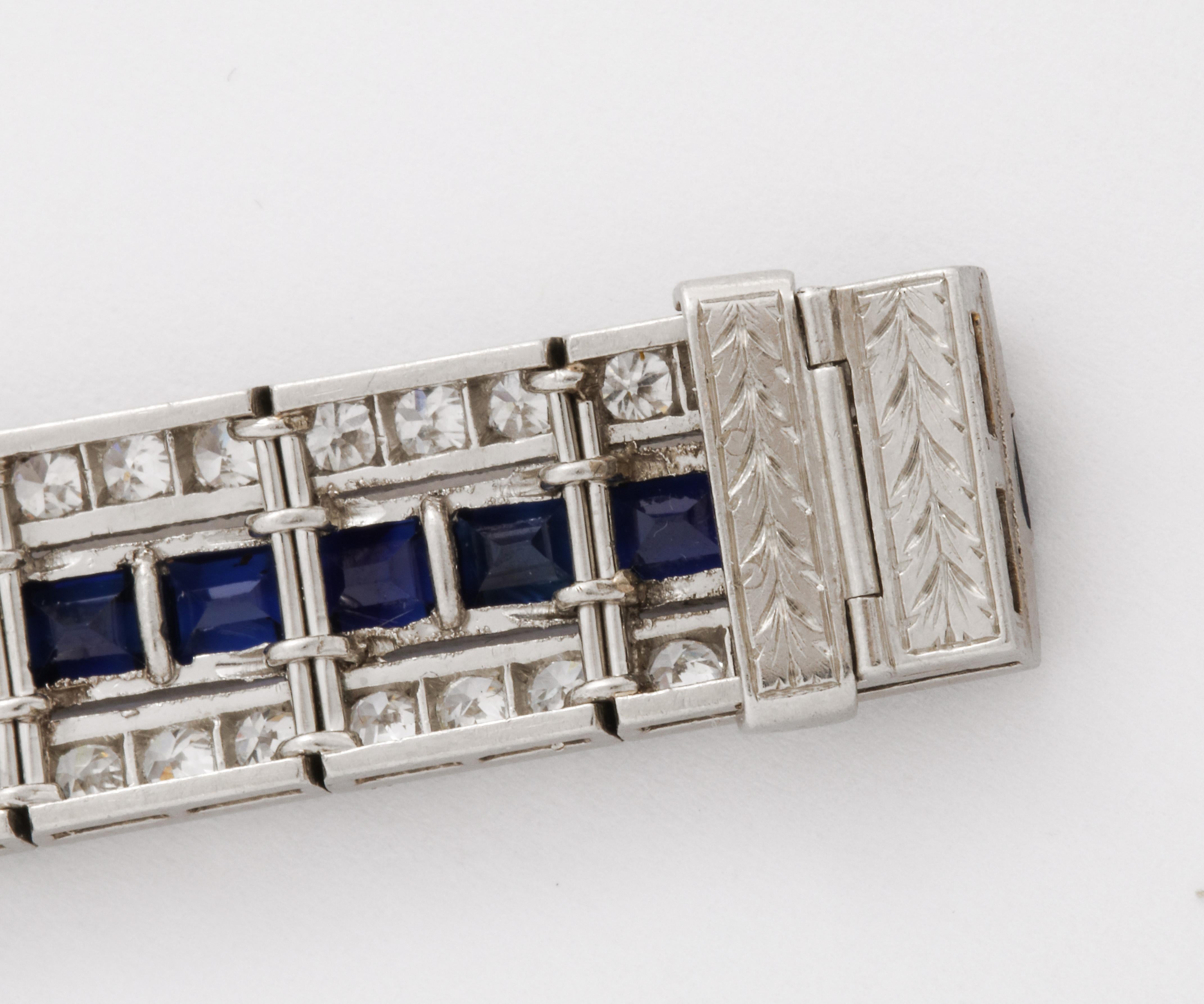 Tiffany & Co Art Deco Sapphire and Diamond Bracelet In Excellent Condition For Sale In New York, NY