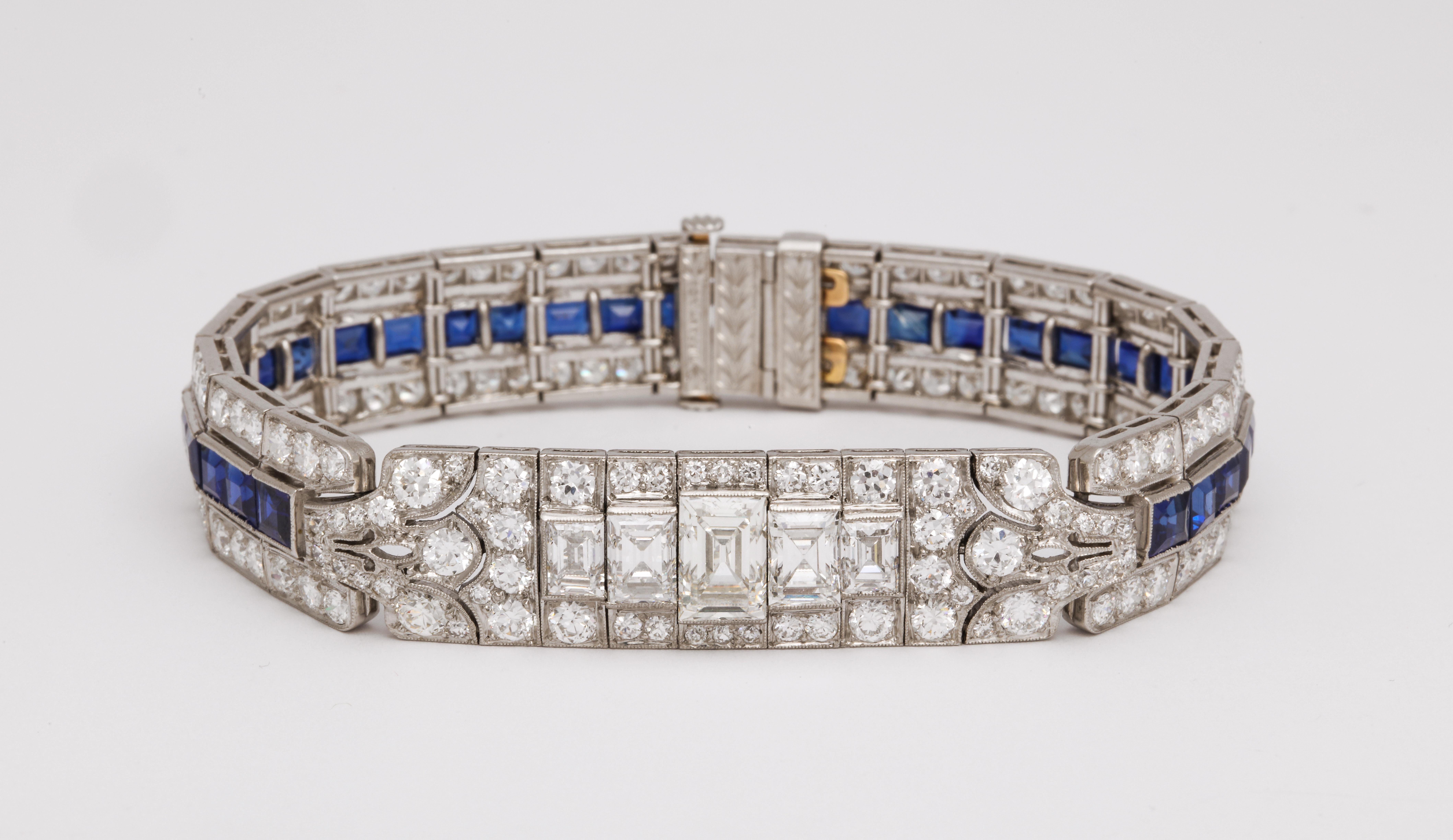 Tiffany & Co Art Deco Sapphire and Diamond Bracelet For Sale 1