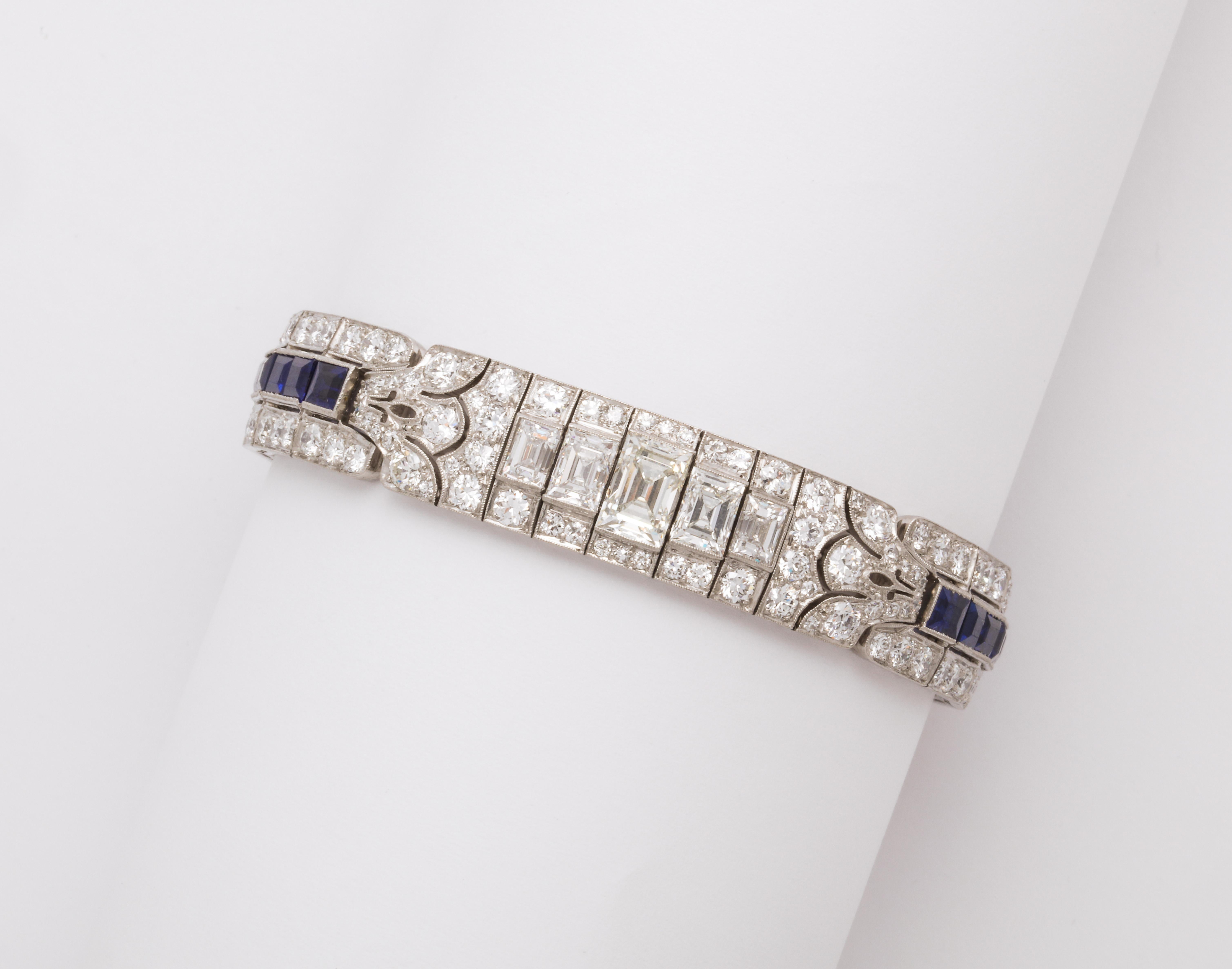 Tiffany & Co Art Deco Sapphire and Diamond Bracelet For Sale 2