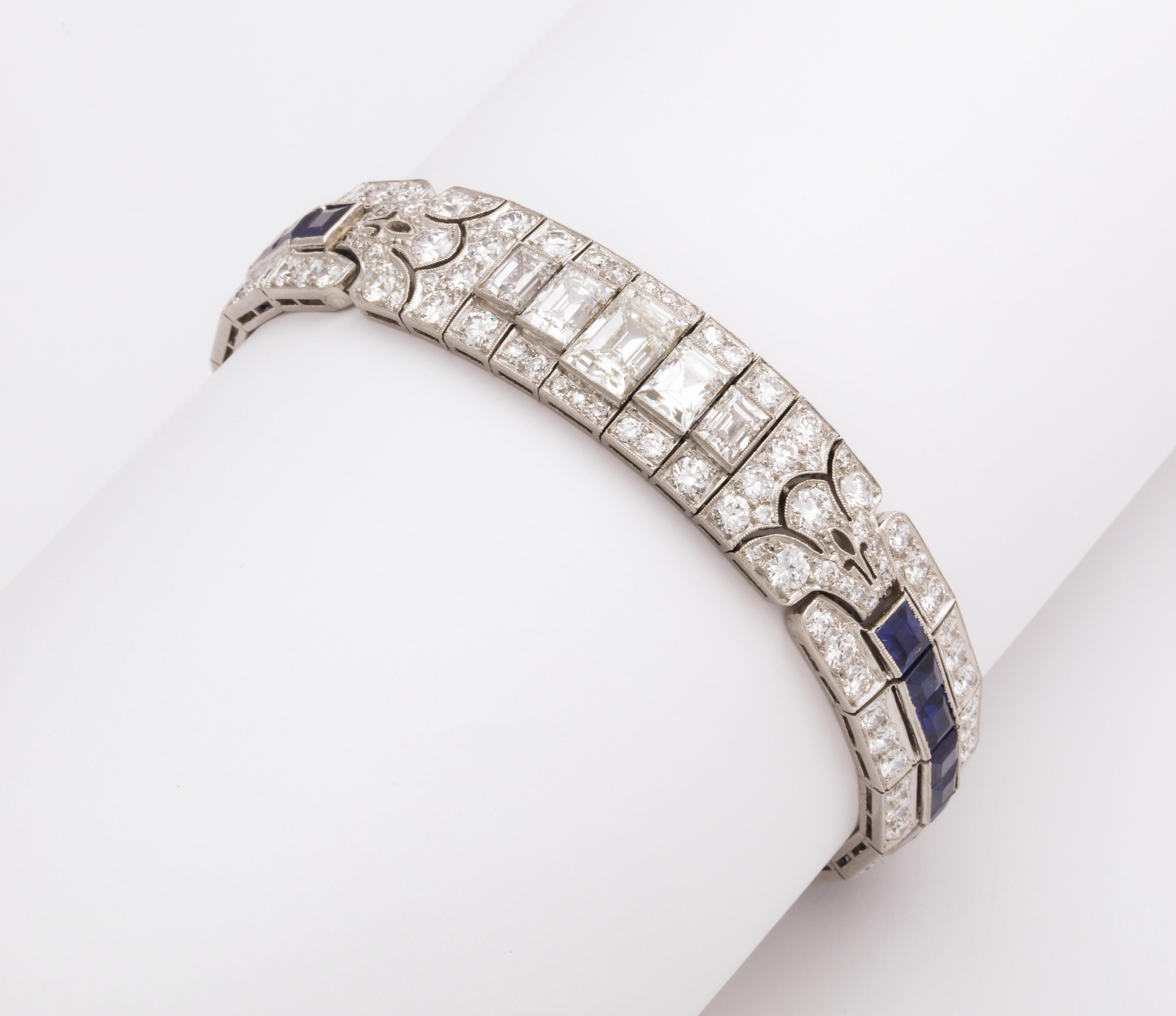 Tiffany & Co Art Deco Sapphire and Diamond Bracelet For Sale 3