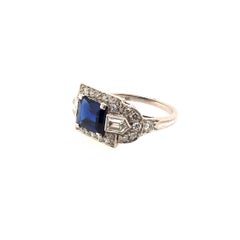Tiffany & Co. Art Deco Sapphire, Diamond and Platinum Ring