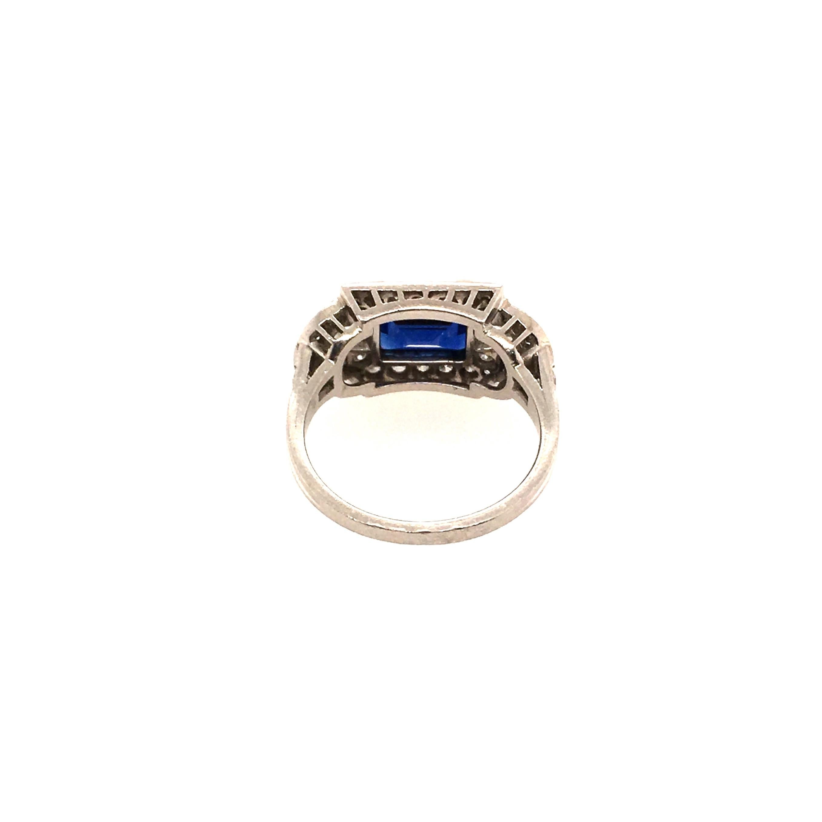 Tiffany & Co. Art Deco Sapphire, Diamond and Platinum Ring In Good Condition In New York, NY