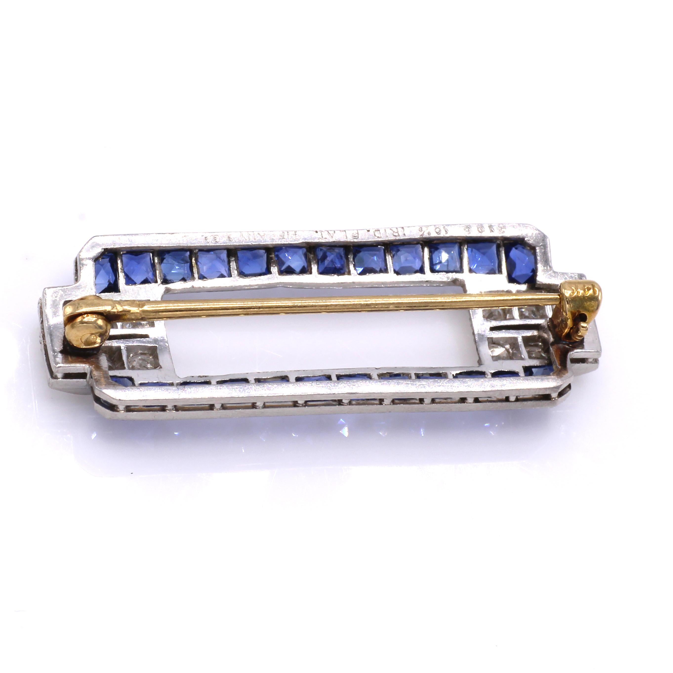 Tiffany & Co. Art Deco Sapphire Diamond Brooch In Excellent Condition In New York, NY