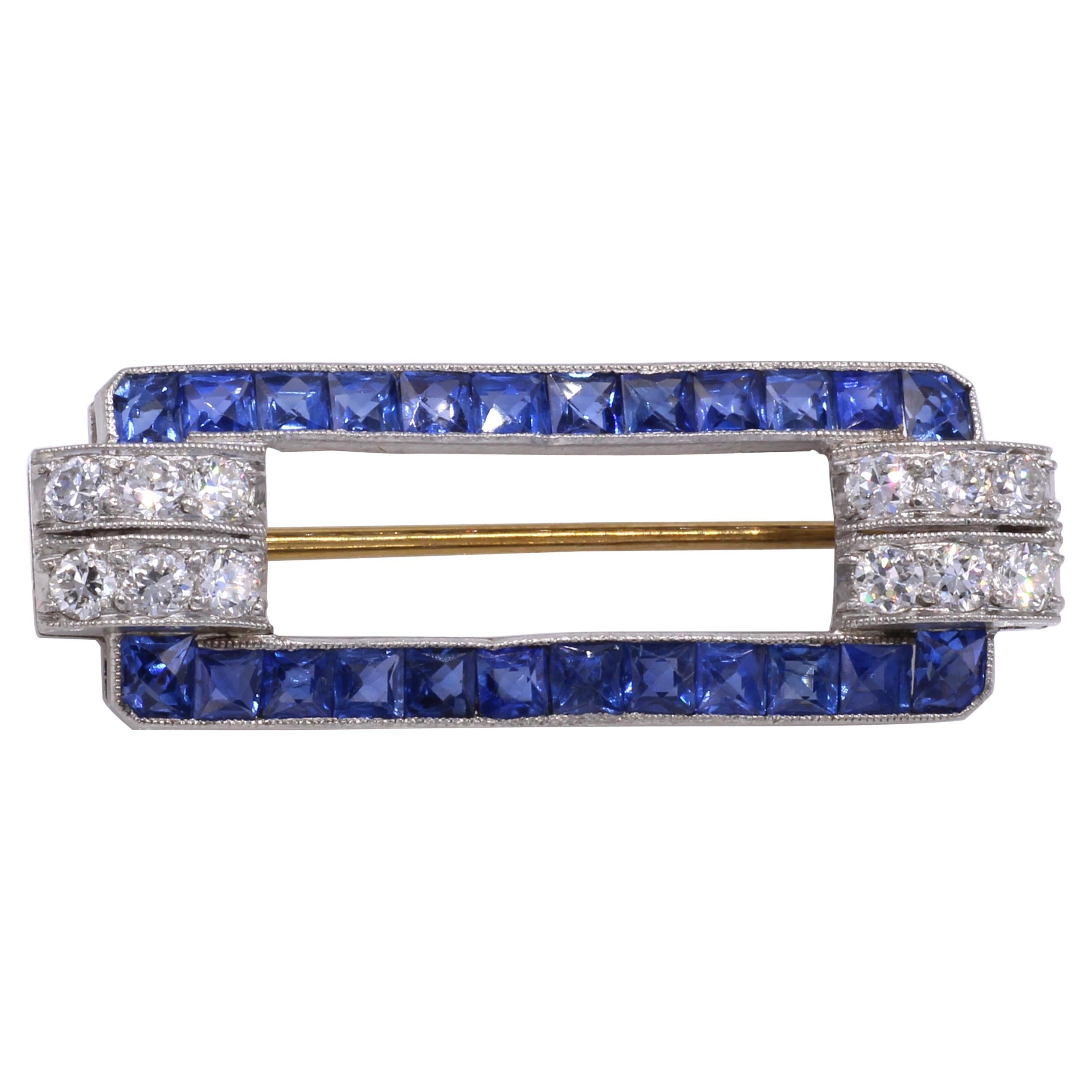 Tiffany & Co. Art Deco Sapphire Diamond Brooch