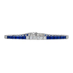 Tiffany & Co. Art Deco Saphir-Diamant-Platin-Line-Armband