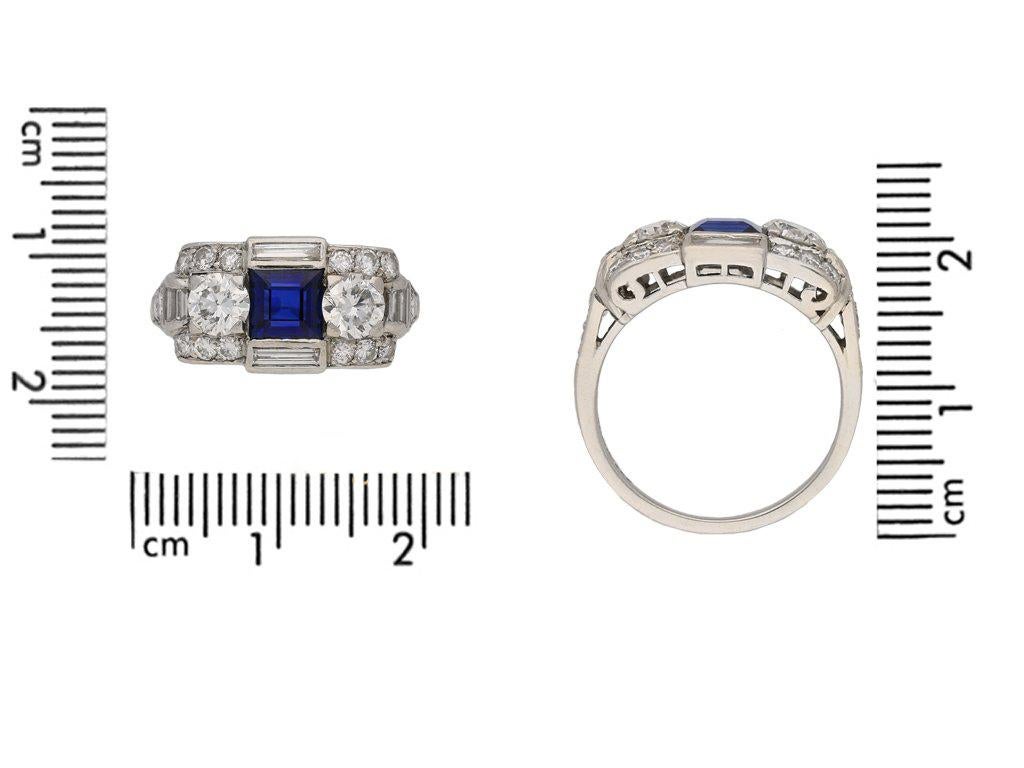 Tiffany & Co. Art Deco Saphir Diamant Ring im Zustand „Gut“ im Angebot in London, GB