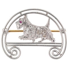 Tiffany & Co. Art Deco Scottie Dog Platinum Brooch