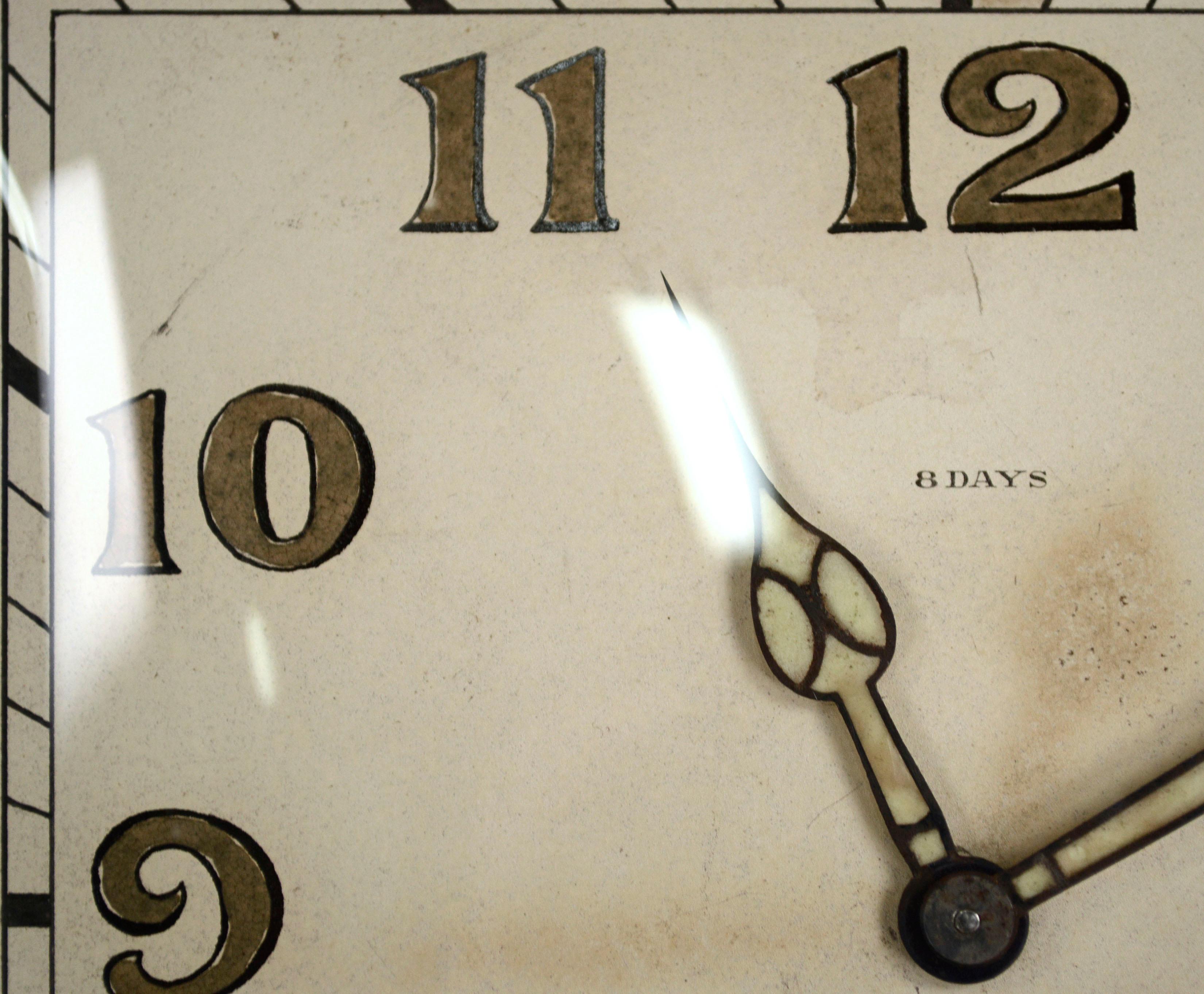 Tiffany & Co. Art Deco Square Swiss Desk Clock, Bronze & Sterling Silver c.1920s 1