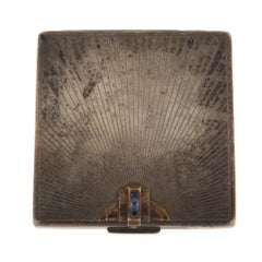 Tiffany & Co. Art Deco Sterling Silver & 14kt Gold Compact Set with Sapphires