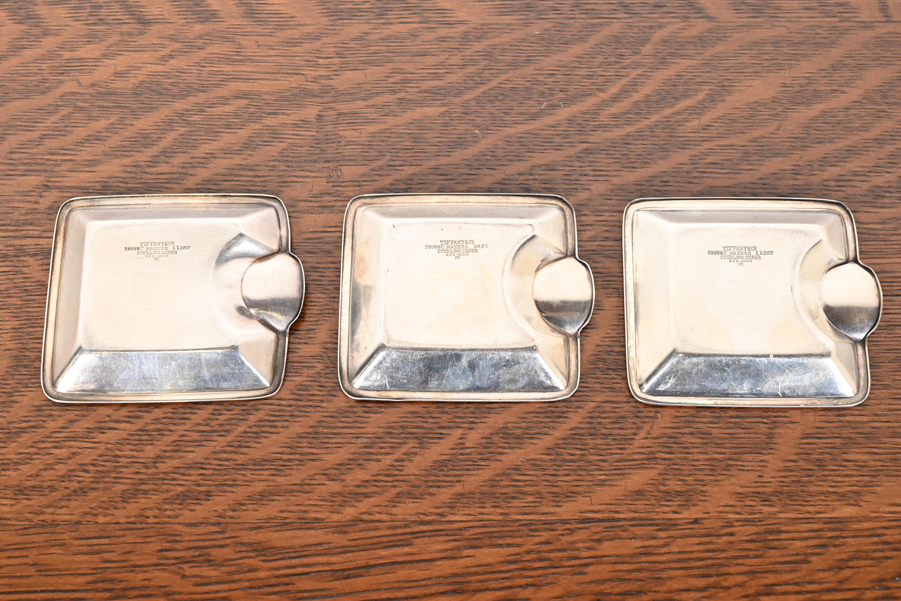 Tiffany & Co. Art Deco Sterling Silver Ashtrays or Catchall Trays, Set of Three 5