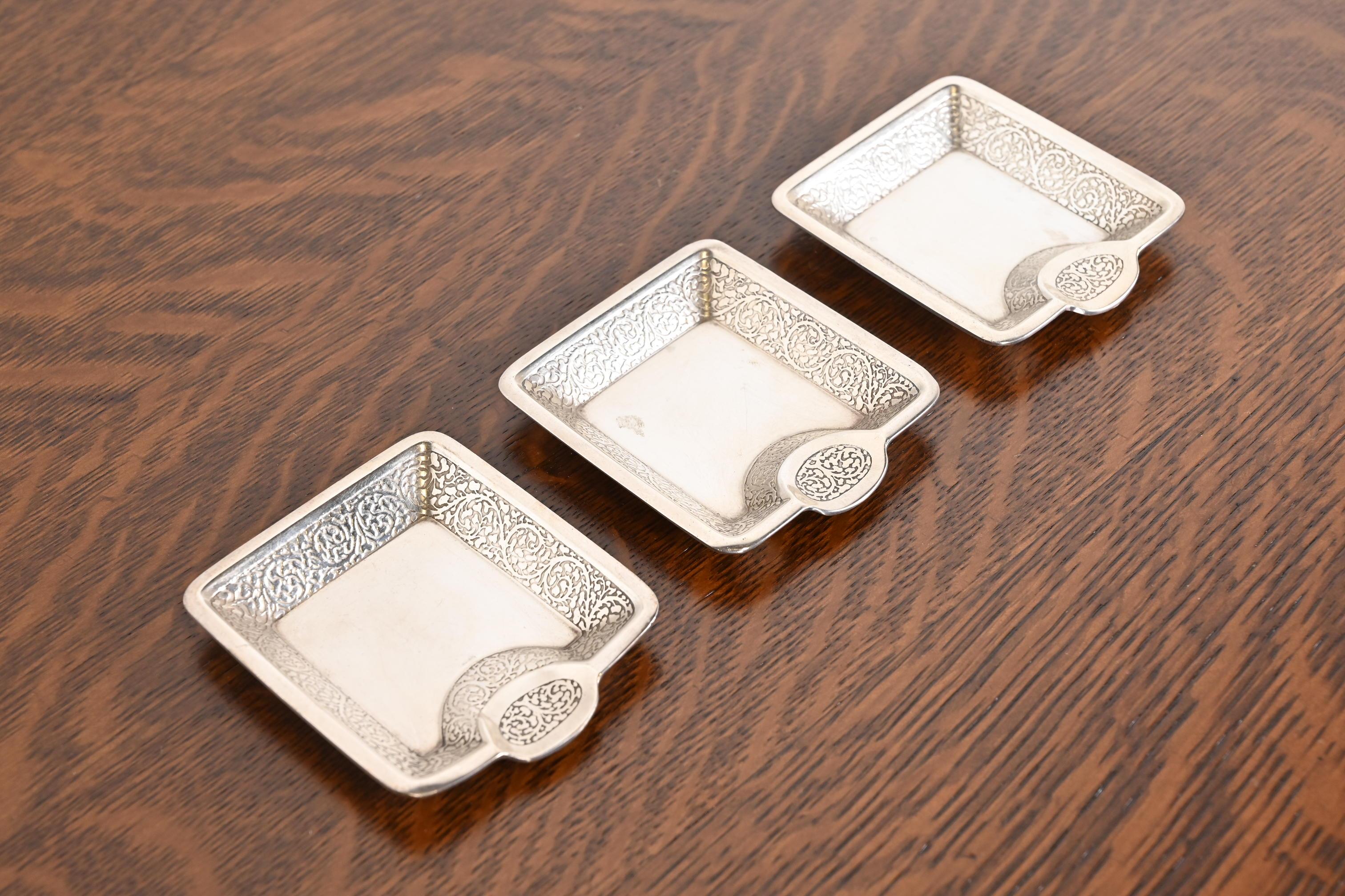 Tiffany & Co. Art Deco Sterling Silver Ashtrays or Catchall Trays, Set of Three 1