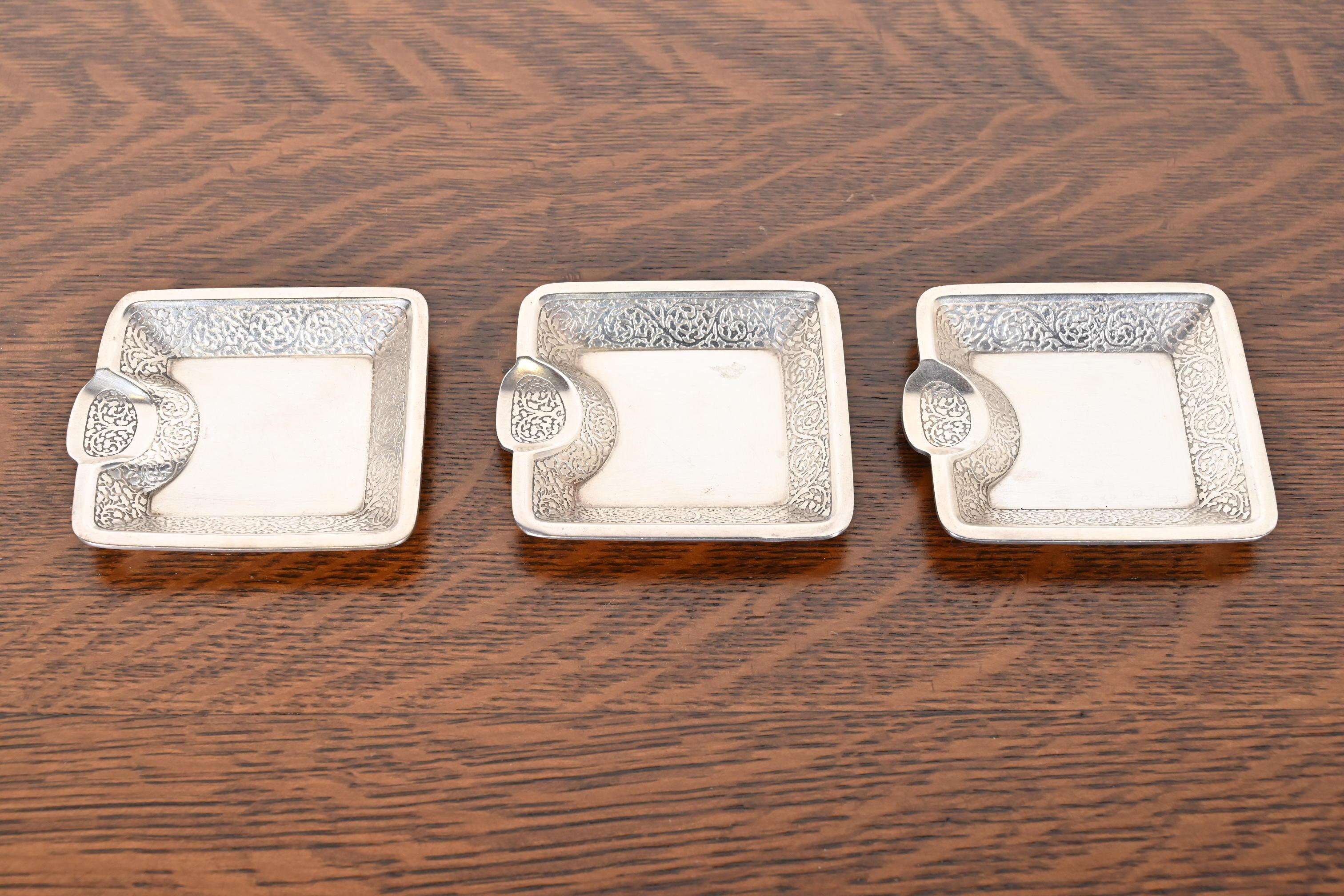 Tiffany & Co. Art Deco Sterling Silver Ashtrays or Catchall Trays, Set of Three 4