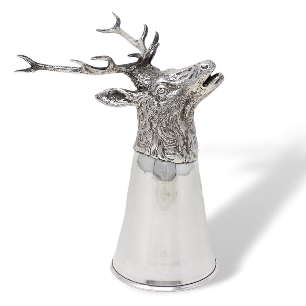 Sterling Silver

From our Silver collection, we are delighted to offer this Tiffany & Co Art Deco Silver Stirrup Cup. The Tiffany Stirrup Cup is cast in novelty form as a Stags head with a full set of antlers. The Tiffany Stirrup Cup is cast in