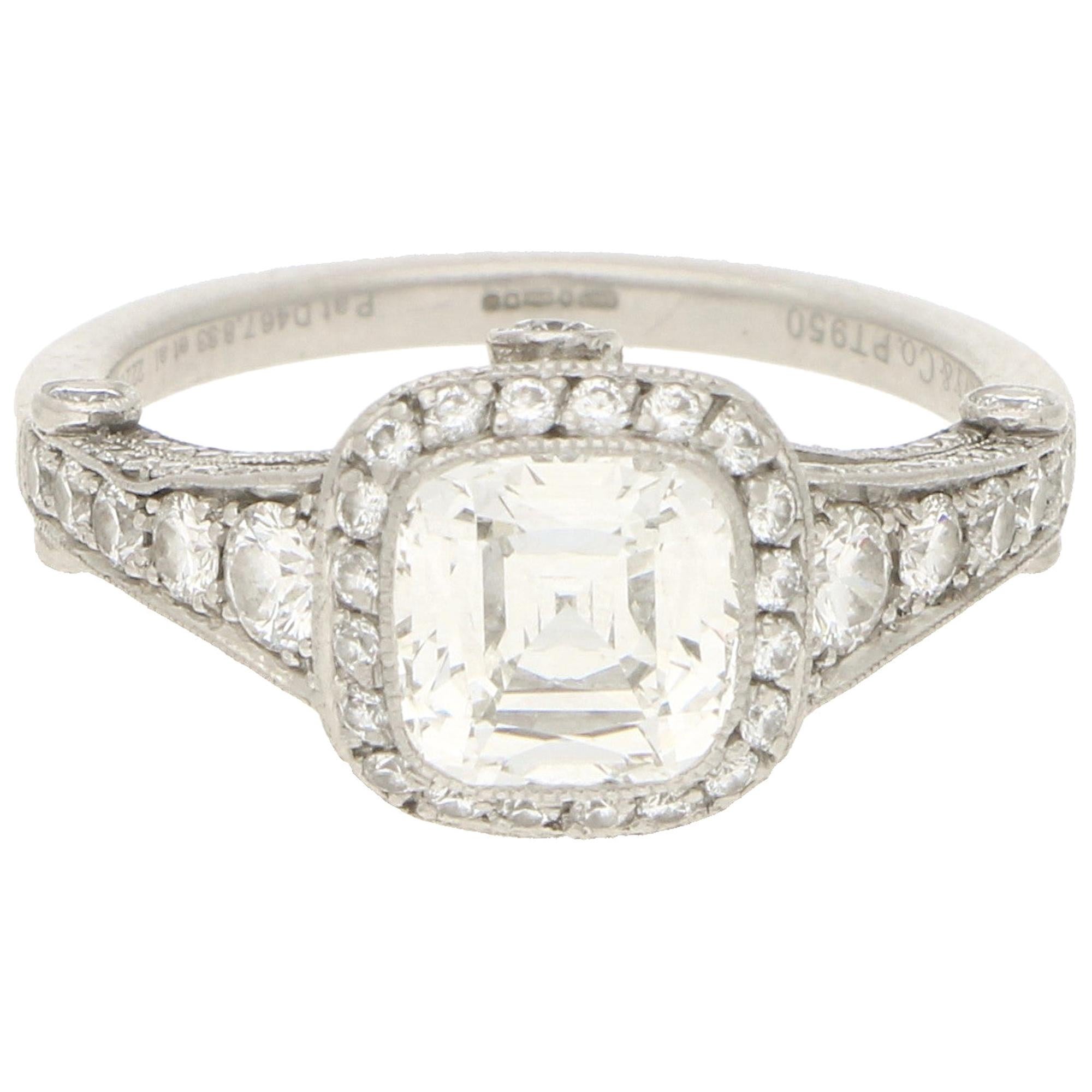 Tiffany & Co. Art Deco Style Legacy Asscher Diamond Engagement Ring in Platinum