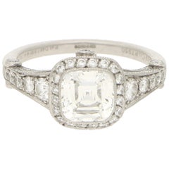 Tiffany & Co. Bague de fiançailles à diamant Asscher de style Art Déco en platine