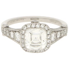 Tiffany & Co. Art Deco Stil Vermächtnis Asscher Diamant Verlobungsring in Platin