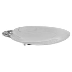 Antique Tiffany & Co. Art Deco Tab Handled Sterling Silver Oval Footed Bowl
