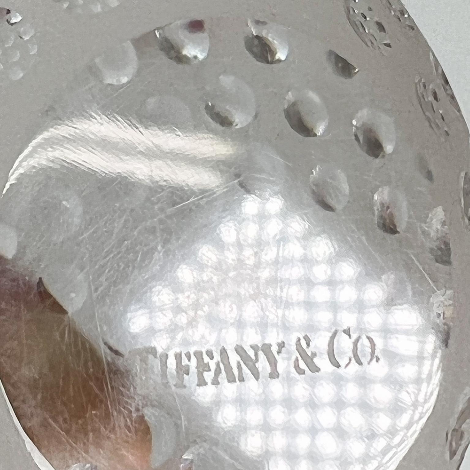 Tiffany & Co Art Glass Crystal Frosted Golf Ball Paperweight Sculpture 5