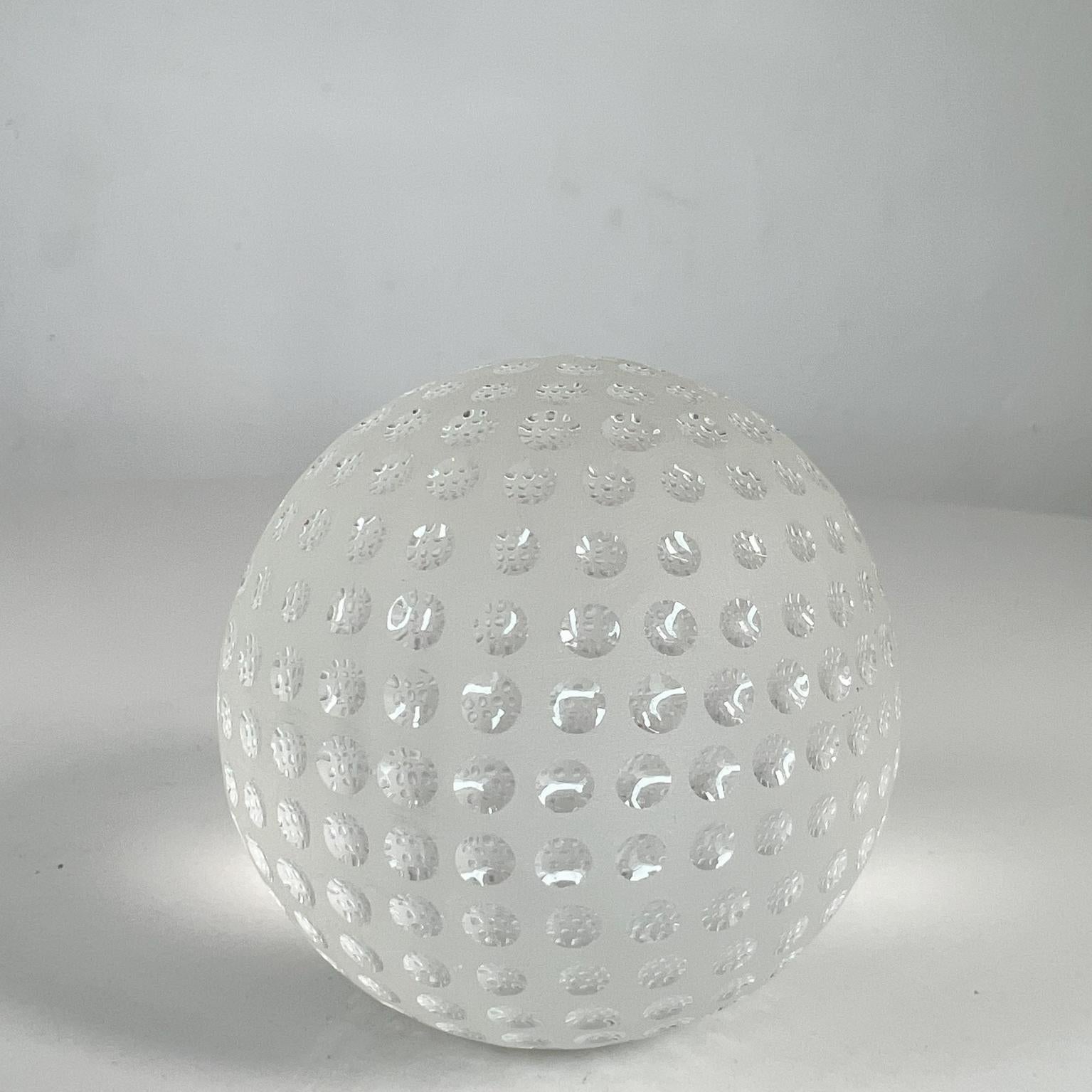 Contemporary Tiffany & Co Art Glass Crystal Frosted Golf Ball Paperweight Sculpture