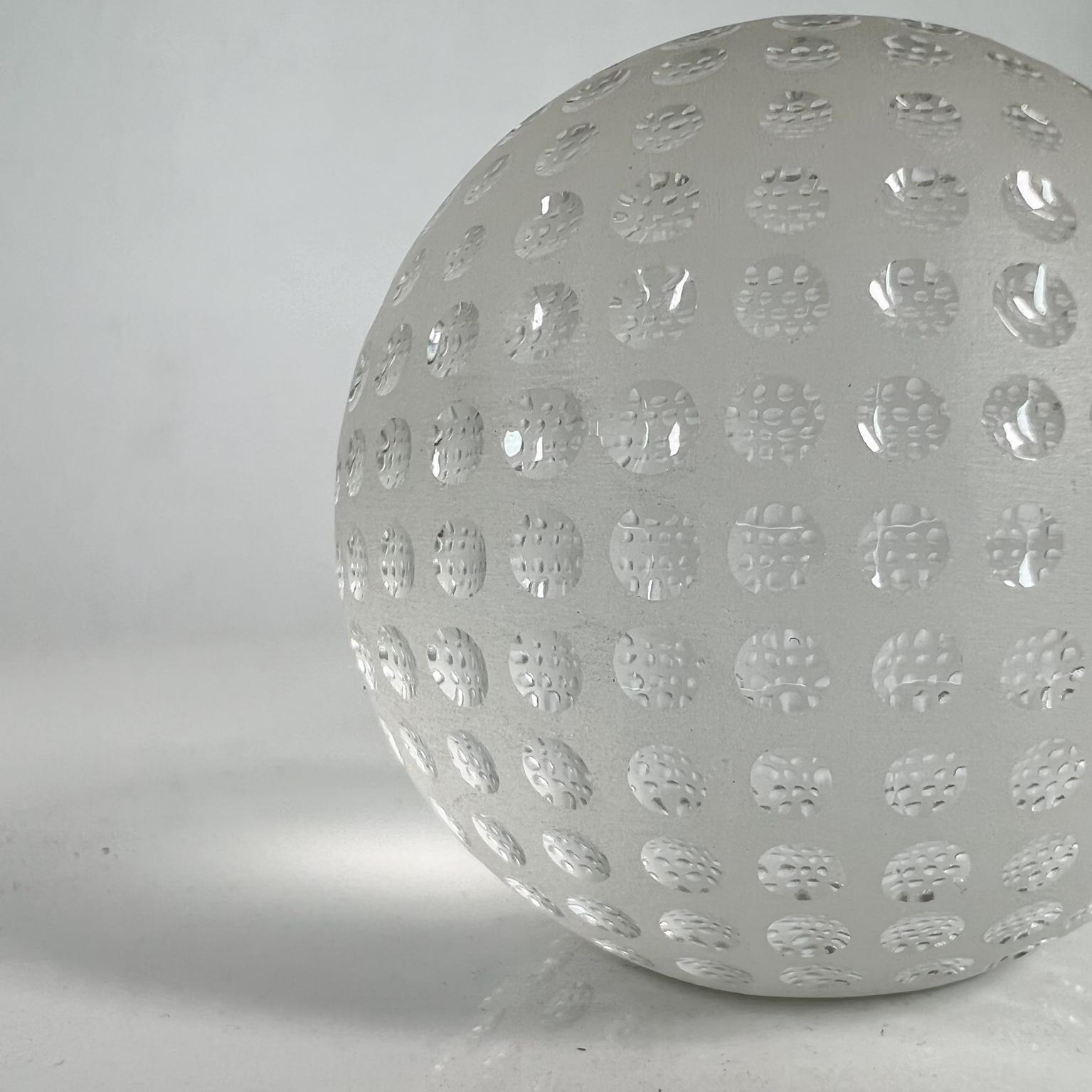 Tiffany & Co Art Glass Crystal Frosted Golf Ball Paperweight Sculpture 1