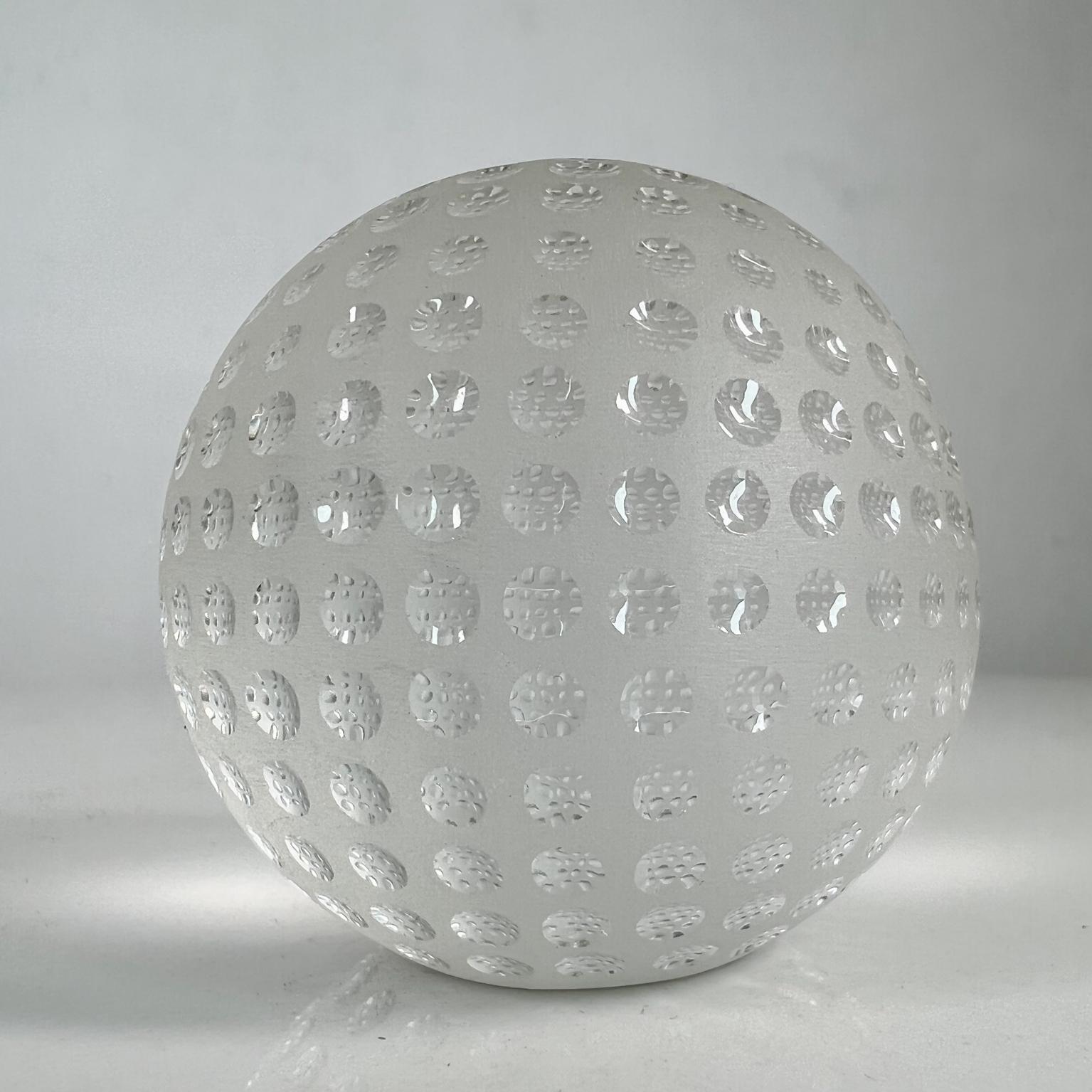 Tiffany & Co Art Glass Crystal Frosted Golf Ball Paperweight Sculpture 3