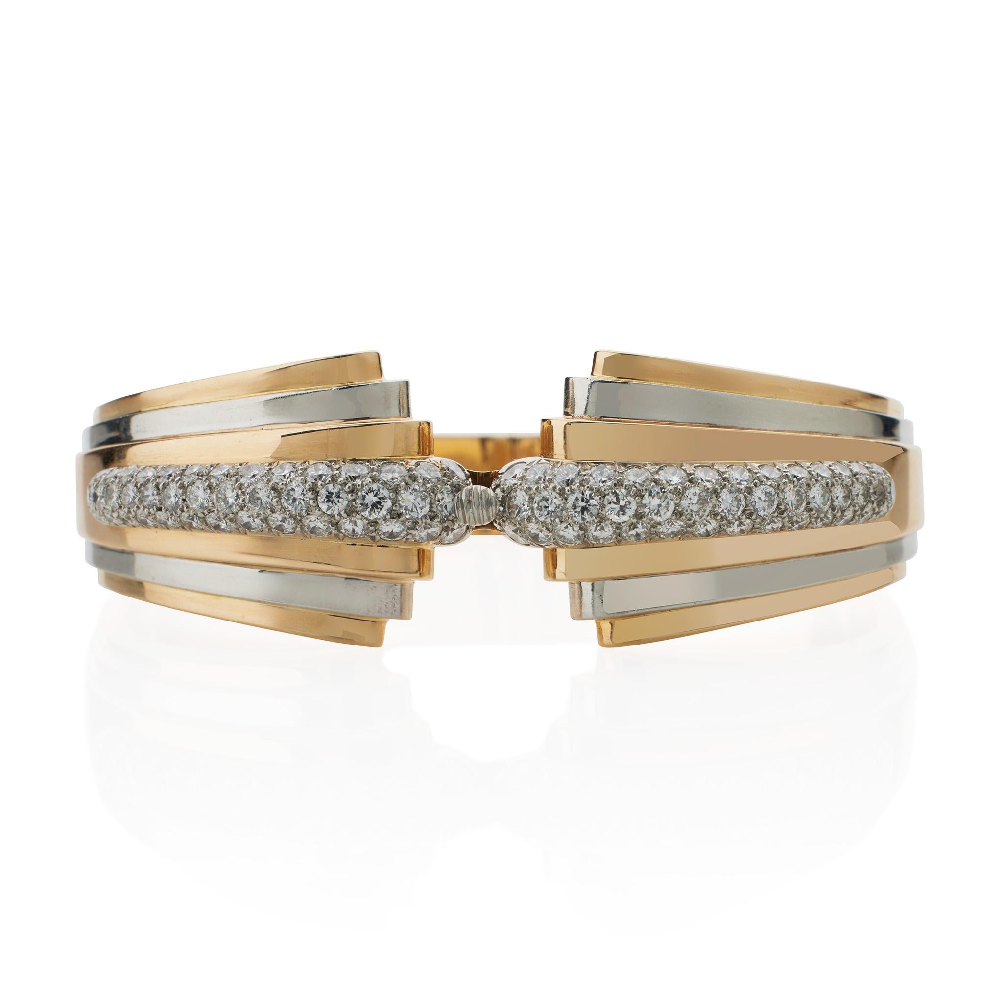 Tiffany & Co. Art Moderne Bracelet and Clip Set (Brillantschliff) im Angebot