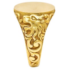 Antique Tiffany & Co. Art Nouveau 18 Karat Gold Unisex Lion Signet Ring