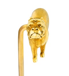 Tiffany & Co. Art Nouveau 18 Karat Yellow Gold Bulldog Stickpin