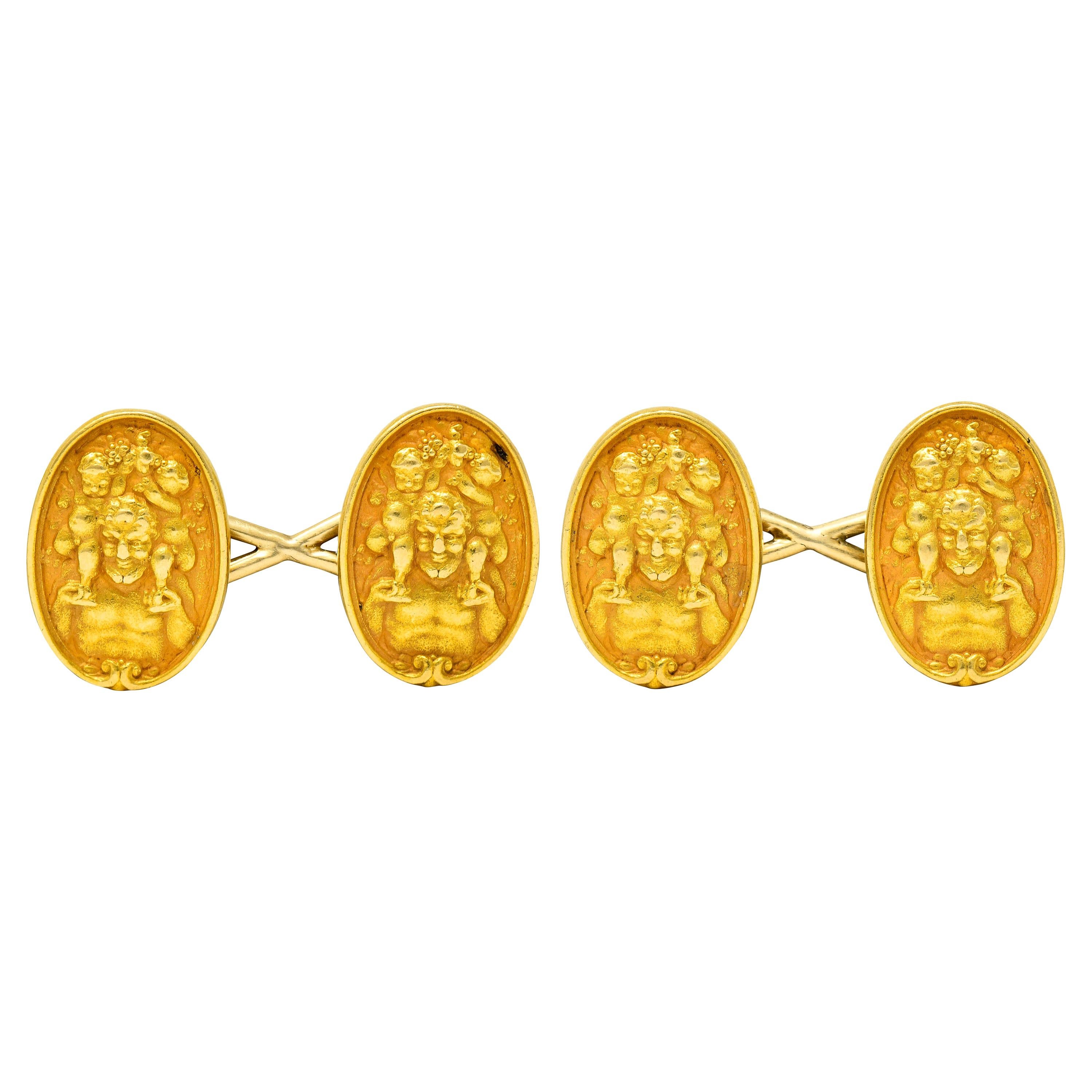 Tiffany & Co. Art Nouveau 18 Karat Yellow Gold Men's Cufflinks