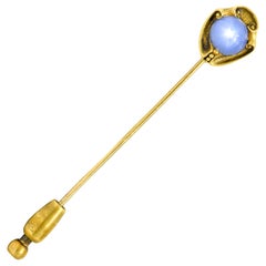 Tiffany & Co. Art Nouveau 3.96 Carat Star Sapphire 18 Karat Gold Stickpin