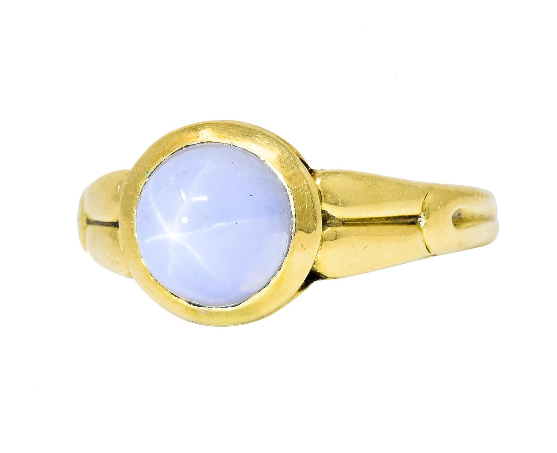 Tiffany & Co. Art Nouveau Star Sapphire 18 Karat Gold Cabochon Ring, circa 1910 2