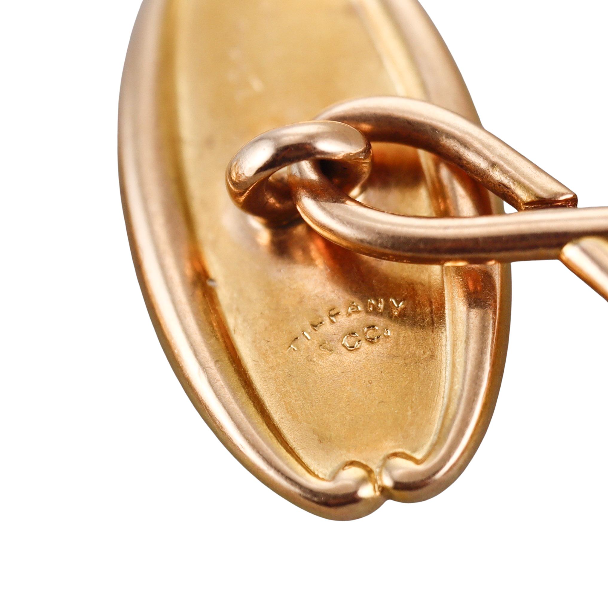 Tiffany & Co Art Nouveau Yellow Gold Cufflinks In Excellent Condition For Sale In New York, NY