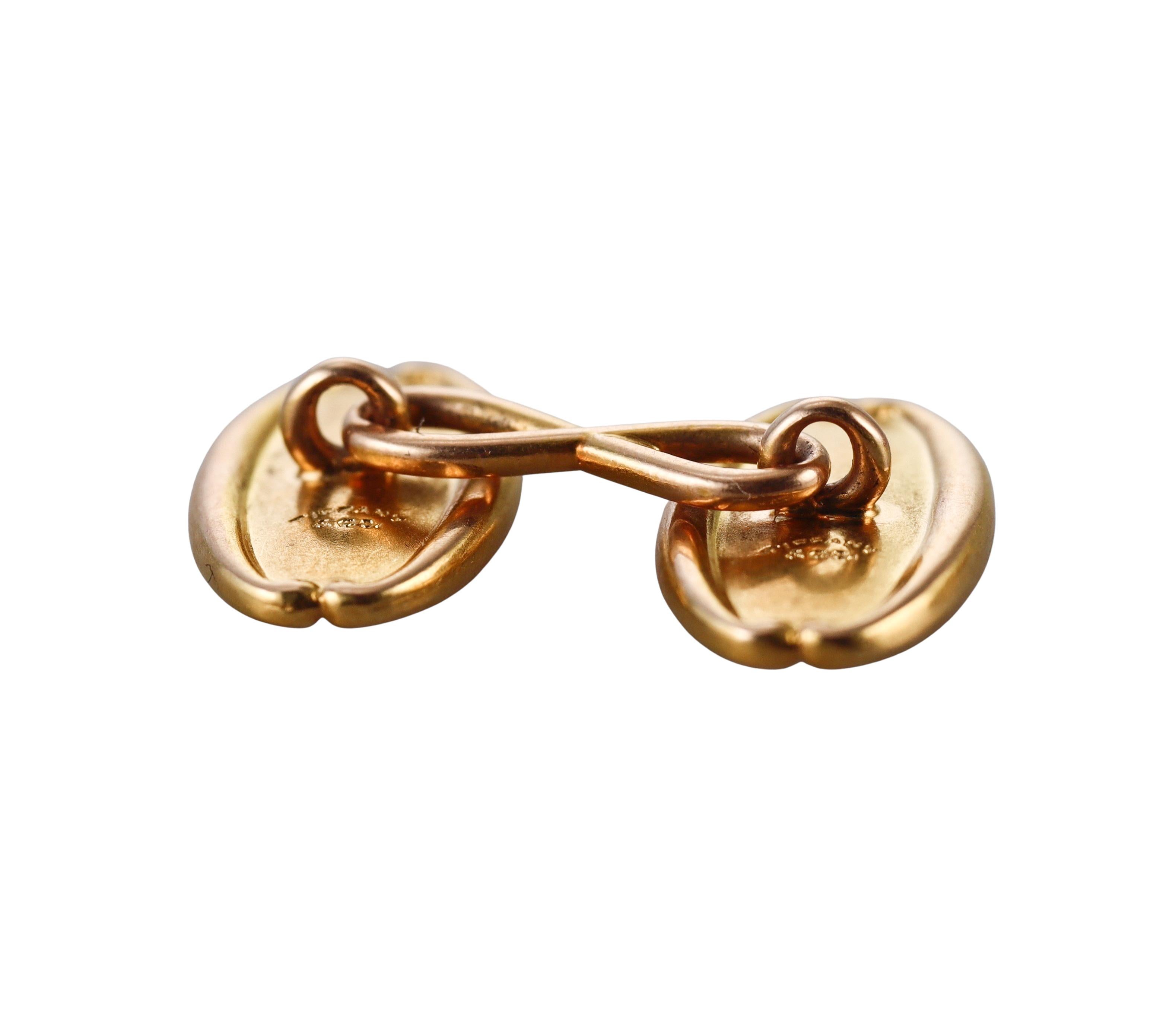 Men's Tiffany & Co Art Nouveau Yellow Gold Cufflinks For Sale