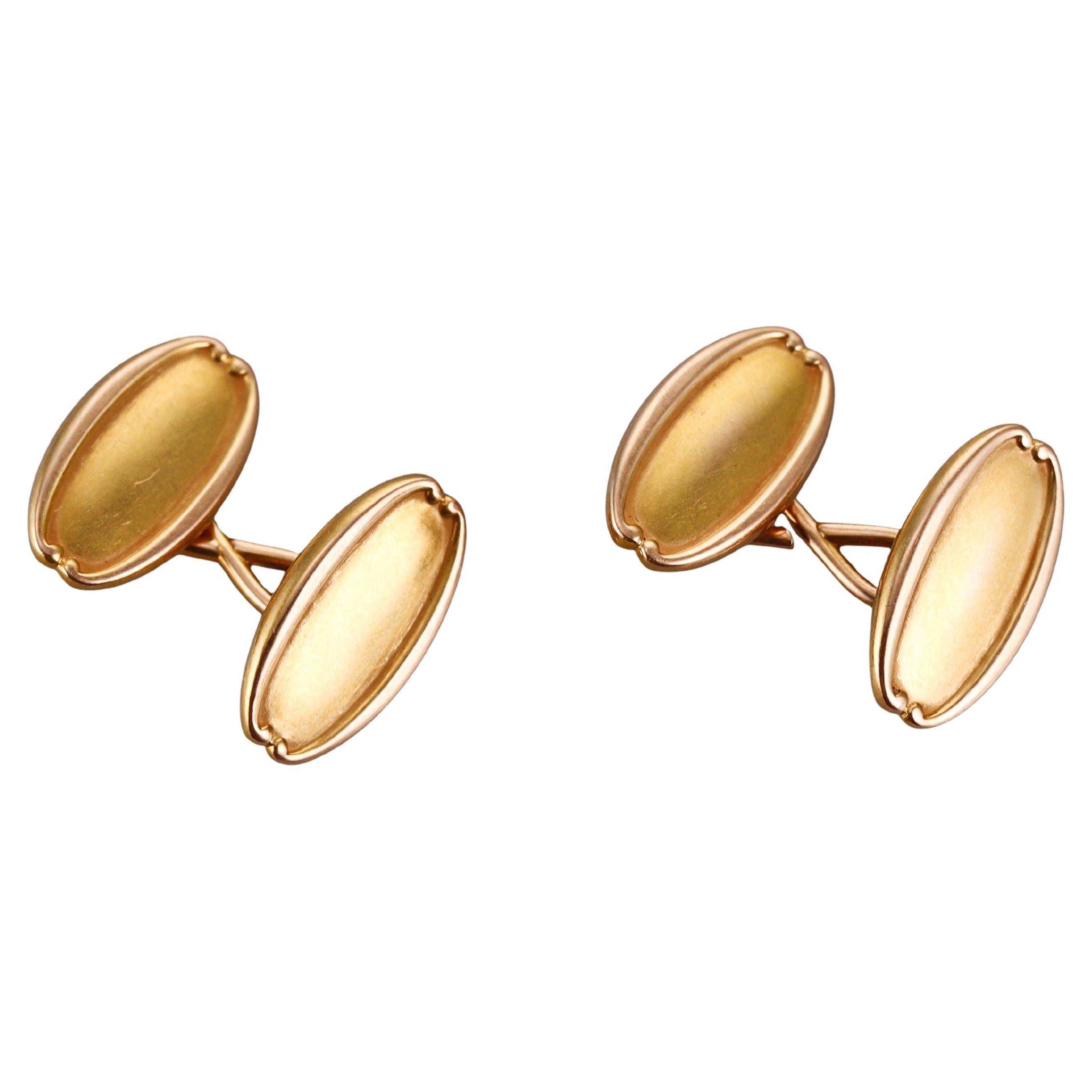 Tiffany & Co Art Nouveau Yellow Gold Cufflinks For Sale