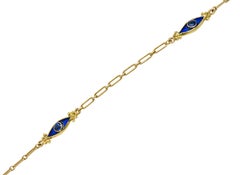 Tiffany & Co. Arts & Crafts Sapphire Enamel 18 Karat Gold Watch Pendant Necklace