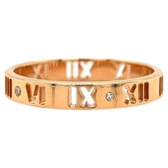 Tiffany & Co. Atlas 18 Karat Rose Gold and Diamonds Roman Numeral Band Ring