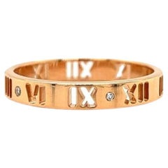 Tiffany & Co. Atlas 18 Karat Roségold und Diamanten Ring mit römischen Ziffern