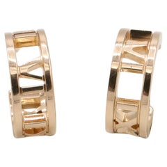 Tiffany & Co. Atlas 18 Karat Rose Gold Open Hoop Huggie Earrings