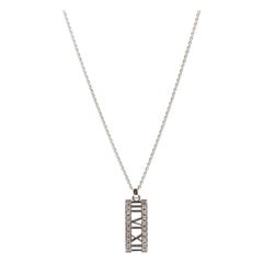 Tiffany & Co. Atlas 18 Karat White Gold Diamond Bar Pendant Necklace