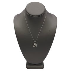 Tiffany & Co. Atlas 18 Karat White Gold Natural Diamond Circle Pendant Necklace