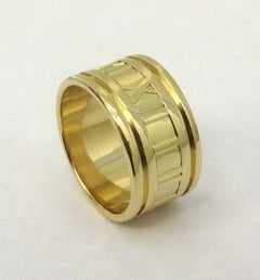 TIFFANY & CO. Atlas 18K Gold 12mm Wide Numeric Ring 9.5
