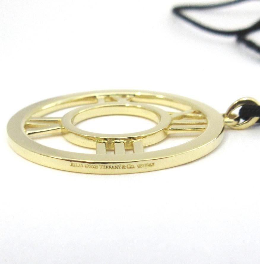 TIFFANY & Co. Atlas 18K Gold 35mm Circle Pendant Necklace Large 2