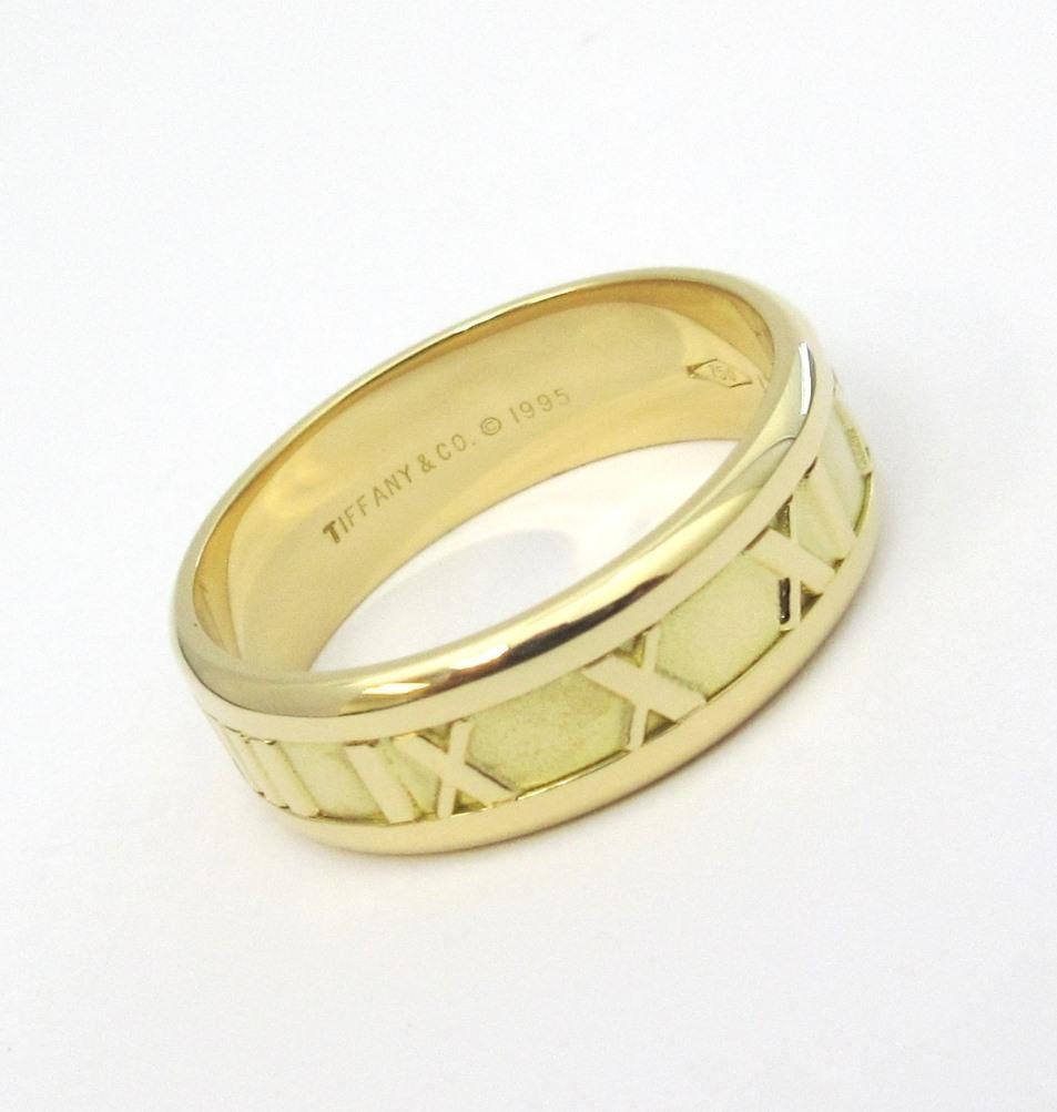 Women's or Men's TIFFANY & Co. Atlas 18K Gold 7mm Wide Numeric Ring 10.5