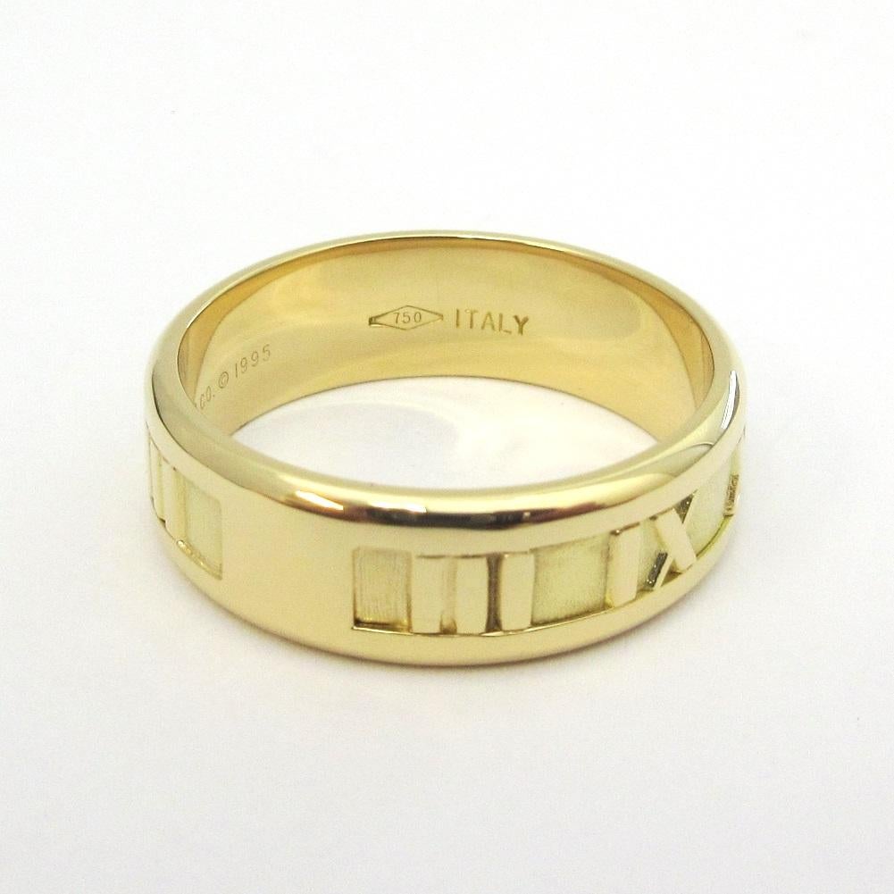 TIFFANY & Co. Atlas 18K Gold 7mm Wide Numeric Ring 10.5 2