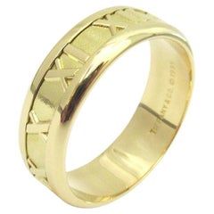 TIFFANY & Co. Atlas 18K Gold 7mm Wide Numeric Ring 10.5