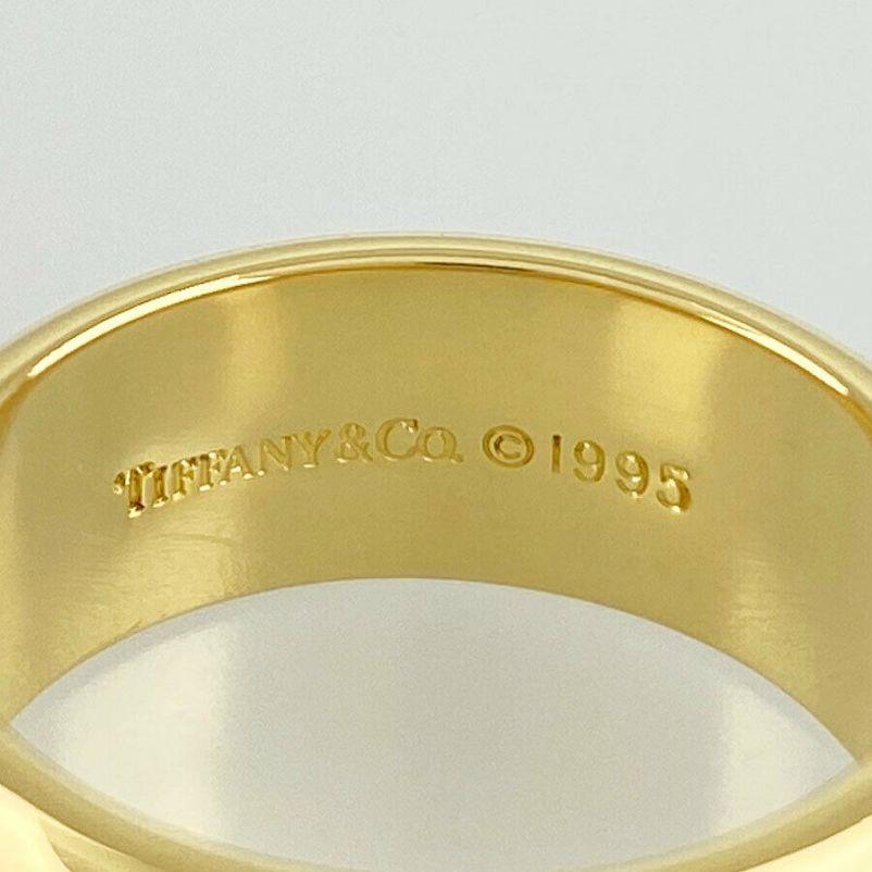 TIFFANY & Co. Atlas 18K Gold 7mm Wide Numeric Ring 5 For Sale 1