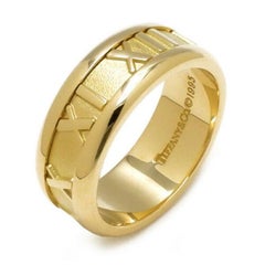 TIFFANY & Co. Atlas 18K Gold 7mm Wide Numeric Ring 5.5