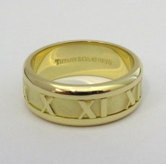 TIFFANY & Co. Atlas 18K Gold 7mm Wide Numeric Ring 6